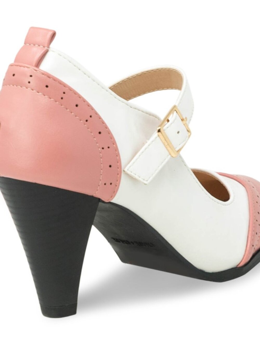 Chase & Chloe Dora-2 Women's Round Toe Two Tone Mary Jane Pumps - Picture 3 of 3